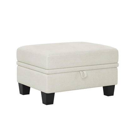 29" Gray and Black Chenille Storage Ottoman