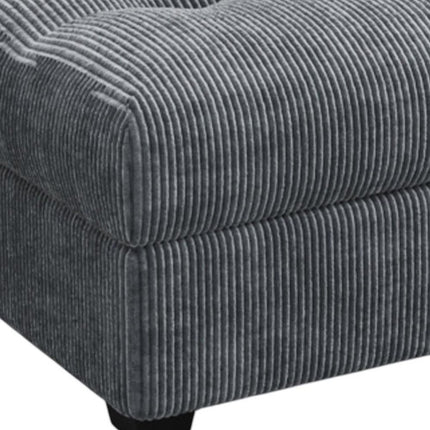 37" Gray and Black Corduroy Tufted Ottoman