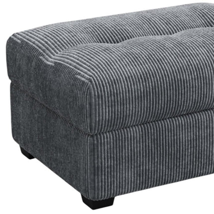 37" Gray and Black Corduroy Tufted Ottoman