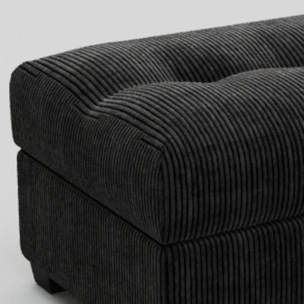 37" Black Corduroy Tufted Ottoman