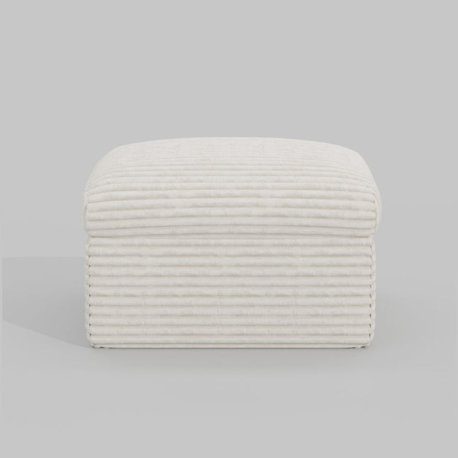 30" Beige Corduroy Ottoman