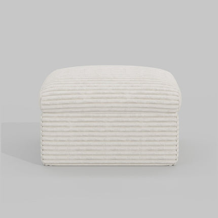 30" Beige Corduroy Ottoman