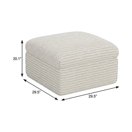 30" Beige Corduroy Ottoman