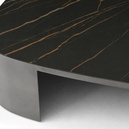 42" Black Gold and Dark Gray Ceramic Tile and Steel Coffee Table