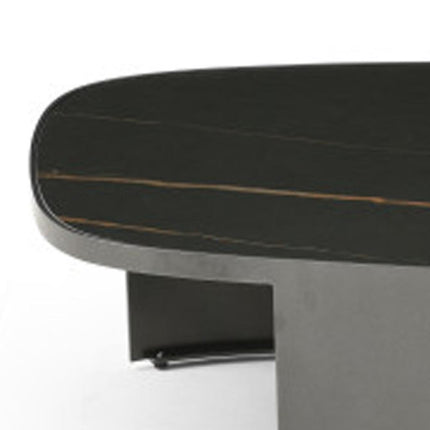 42" Black Gold and Dark Gray Ceramic Tile and Steel Coffee Table
