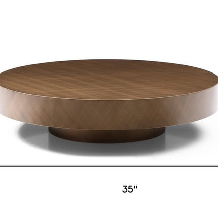 Set Of Two Bronze and Black Copper Glass and Steel Round Pedestal Nested Coffee Tables