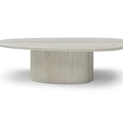 51" Beige Marble Oval Pedestal Coffee Table