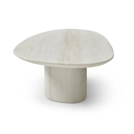 51" Beige Marble Oval Pedestal Coffee Table