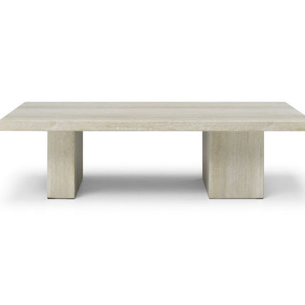 55" Beige Marble Double Pedestal Coffee Table