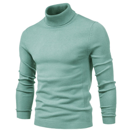 Men's Solid Color Slim Pullover Turtleneck Sweater Winter Casual Tops Clothing