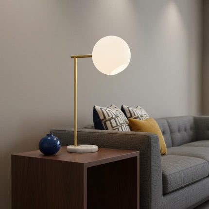 21" White Round Globe Lamp With Globe Shade