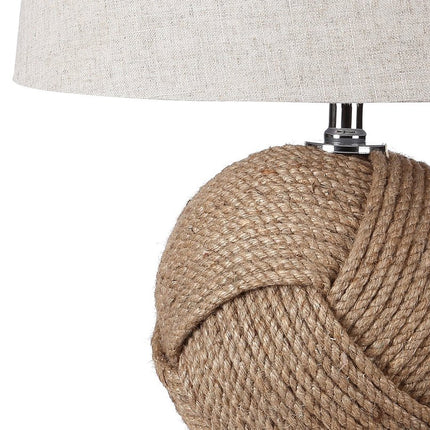 24" Brown Globe Table Lamp With Drum Shade