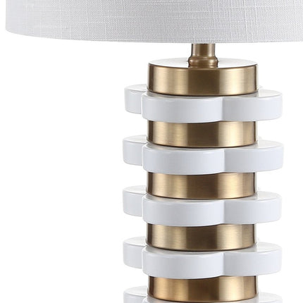 27" White Novelty Table Lamp With Drum Shade