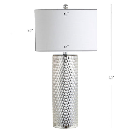 30" Silver Table Lamp With Drum Shade