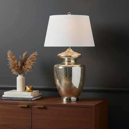 31" Silver Novelty Table Lamp With Drum Shade