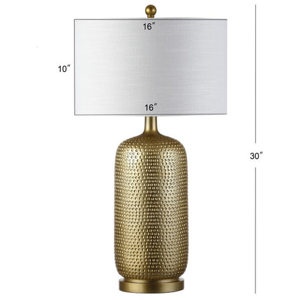 30" Gold Round Table Lamp With Drum Shade