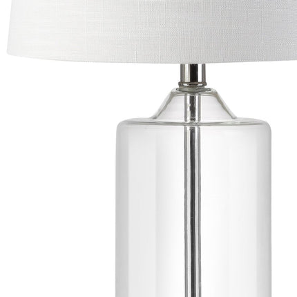 25" Silver Bedside Lamp With Drum Shade
