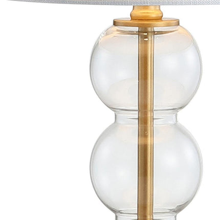 21" Clear And Gold Table Lamp With Drum Shade