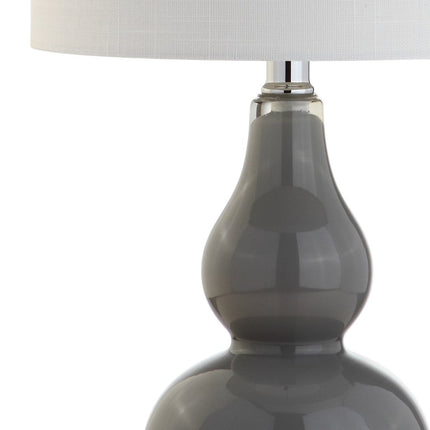 21" Silver Gourd Table Lamp With Drum Shade