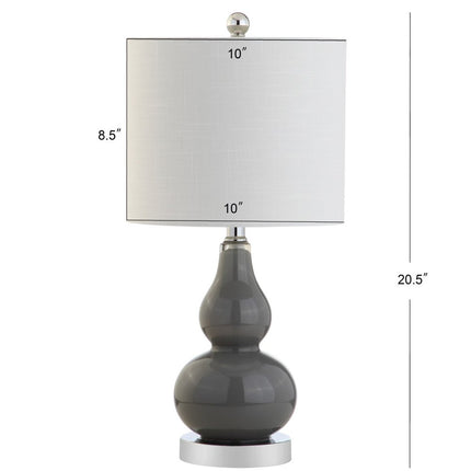 21" Silver Gourd Table Lamp With Drum Shade