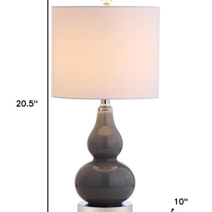 21" Silver Gourd Table Lamp With Drum Shade