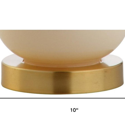 21" Gold Gourd Desk Lamp With Drum Shade