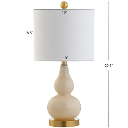 21" Gold Gourd Desk Lamp With Drum Shade