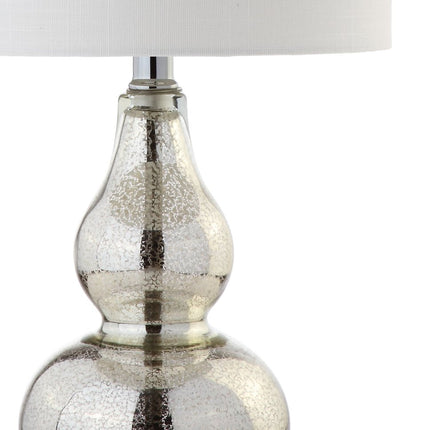 21" Silver Gourd Desk Lamp With Drum Shade