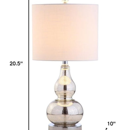 Set of Two 21" Silver Gourd Table Lamps With Drum Shades