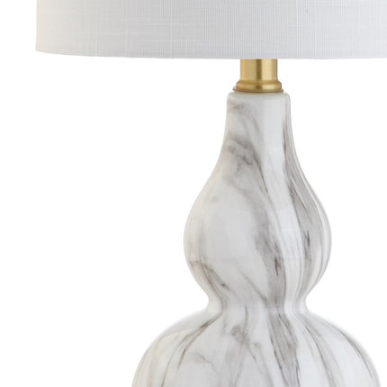 21" Gold Gourd Table Lamp With Drum Shade