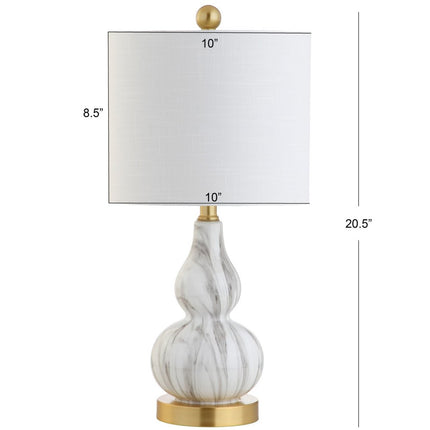 21" Gold Gourd Table Lamp With Drum Shade