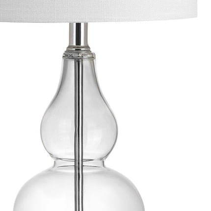 21" Silver Gourd Bedside Lamp With Drum Shade