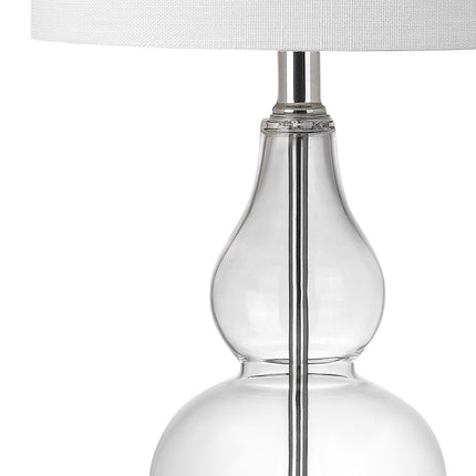 21" Silver Gourd Bedside Lamp With Drum Shade