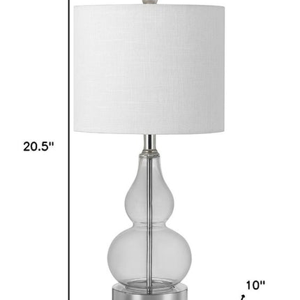21" Silver Gourd Bedside Lamp With Drum Shade