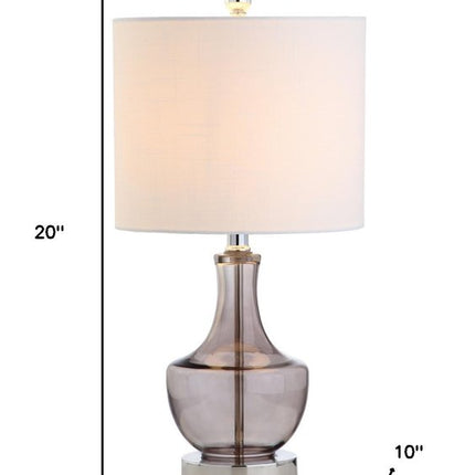 20" Silver Table Lamp With Drum Shade