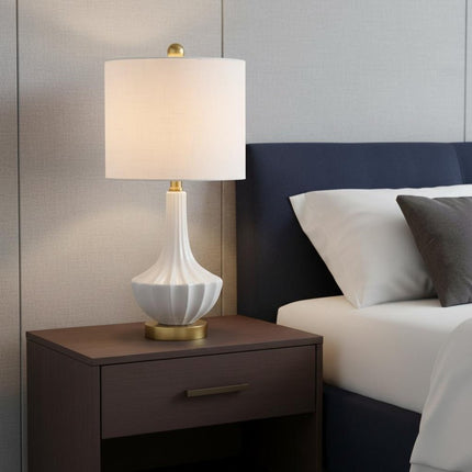 22" Gold Urn Table Lamp With Drum Shade