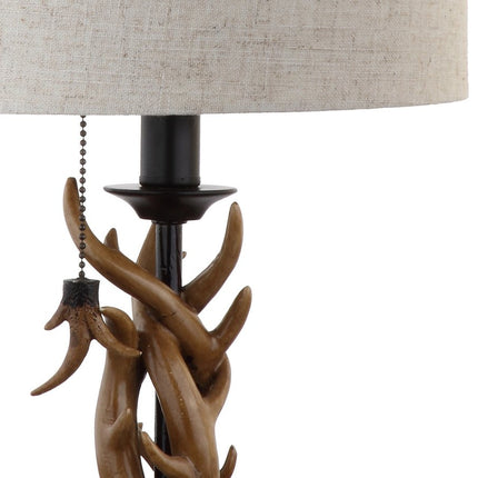 21" Brown Table Lamp With Drum Shade