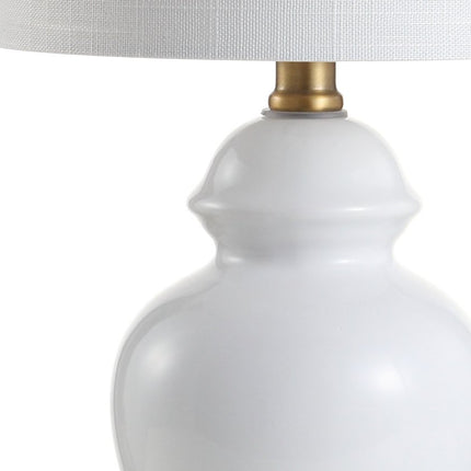 20" White And Gold Urn Table Lamp With Drum Shade