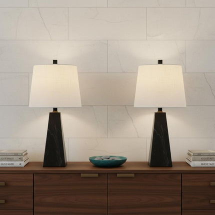 Set of Two 21" Black Novelty Table Lamps With Empire Shades