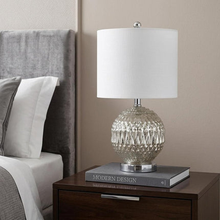 21" Silver Novelty Table Lamp With Globe Shade