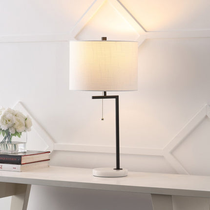 25" White Novelty Table Lamp With Drum Shade