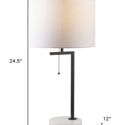25" White Novelty Table Lamp With Drum Shade
