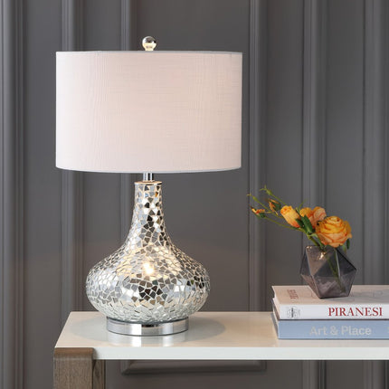 26" Silver Novelty Table Lamp With Drum Shade