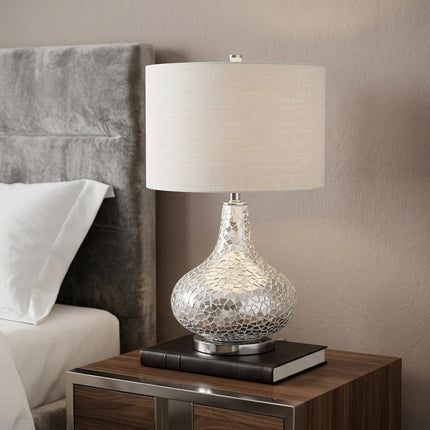 26" Silver Novelty Table Lamp With Drum Shade