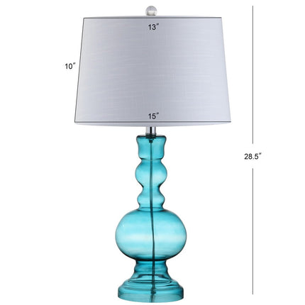 Set of Two 29" Blue Urn Table Lamps With Drum Shades
