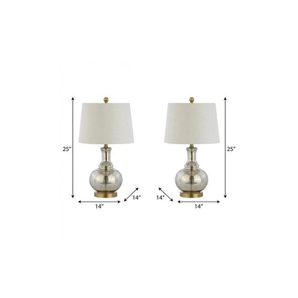 Set of Two 25" Gold Novelty Table Lamps With Drum Shades