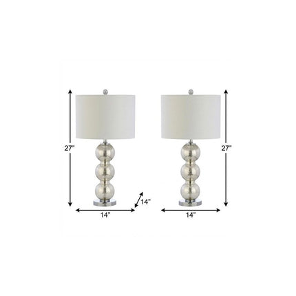 Set of Two 27" Silver Novelty Table Lamps With Drum Shades