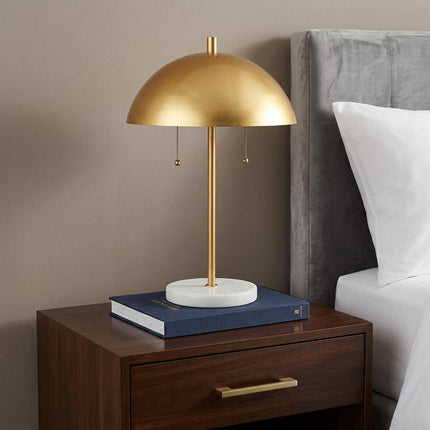 21" White Round Table Lamp With Globe Shade