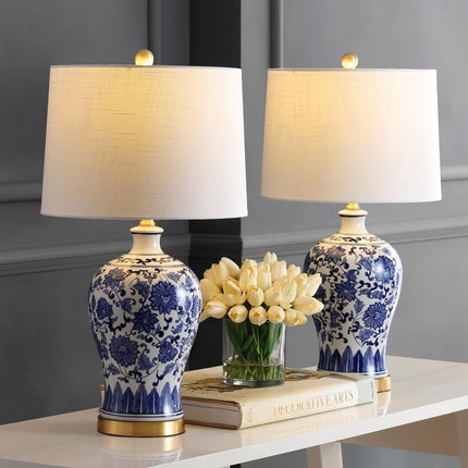 Set of Two 26" Gold Novelty Table Lamps With Globe Shades
