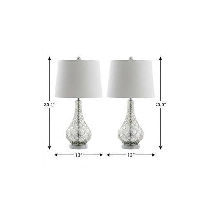 Set of Two 26" Silver Novelty Table Lamps With Drum Shades